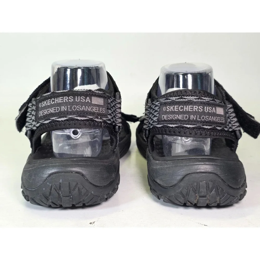 Skechers Lomell Rip Tide Sandals Men's 8 Black Gray Goodyear Relaxed Fit‎ Shoes